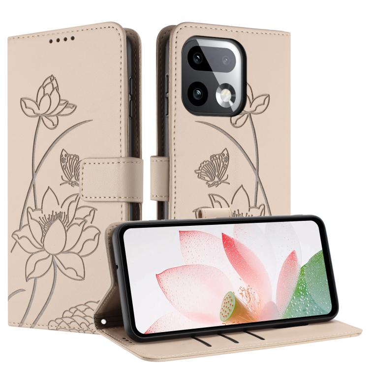For Realme 16 Pro+ 5G Lotus Embossed Leather Phone Case with Lanyard