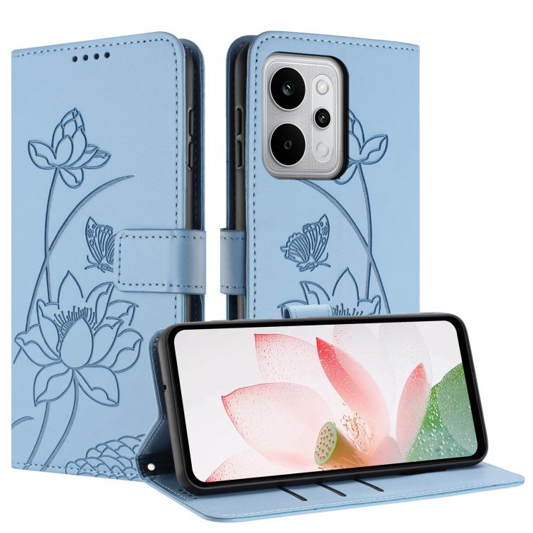 For Realme P4 Power 5G Lotus Embossed Leather Phone Case with Lanyard