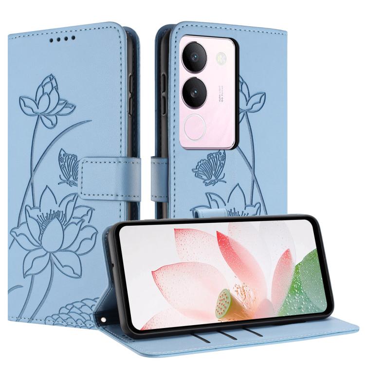 For vivo S17 / S17 Pro Lotus Embossed Leather Phone Case with Lanyard