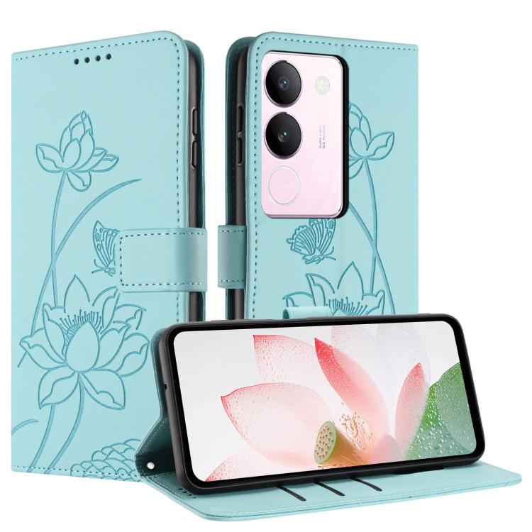 For vivo S17 / S17 Pro Lotus Embossed Leather Phone Case with Lanyard