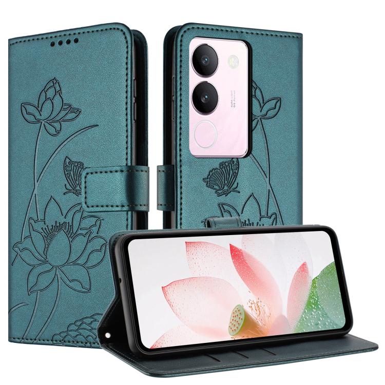 For vivo S17 / S17 Pro Lotus Embossed Leather Phone Case with Lanyard