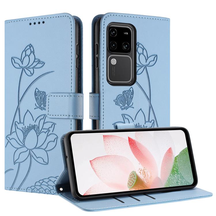 For vivo S18 / S18 Pro Lotus Embossed Leather Phone Case with Lanyard