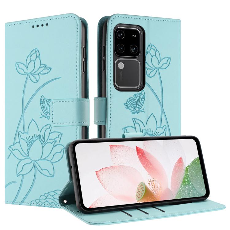 For vivo S18 / S18 Pro Lotus Embossed Leather Phone Case with Lanyard
