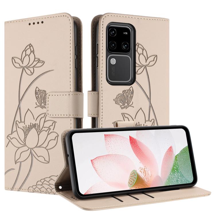 For vivo S18 / S18 Pro Lotus Embossed Leather Phone Case with Lanyard