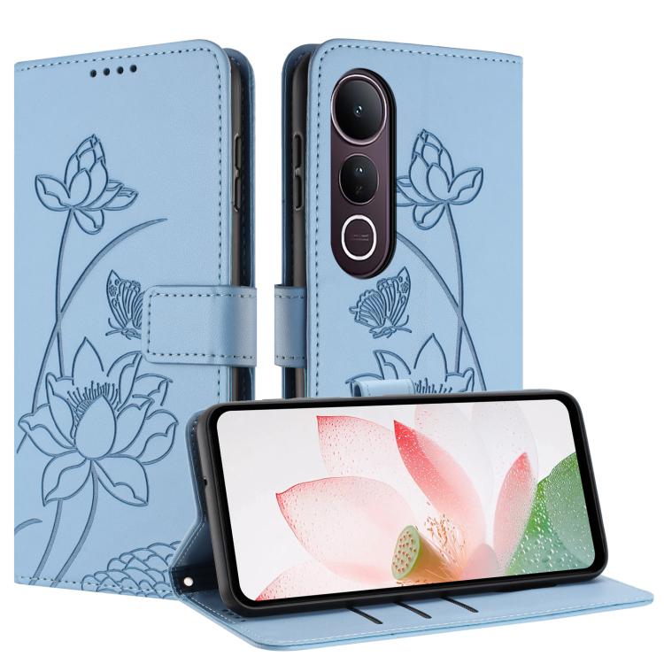 For vivo V50 Lite 5G / 4G Lotus Embossed Leather Phone Case with Lanyard