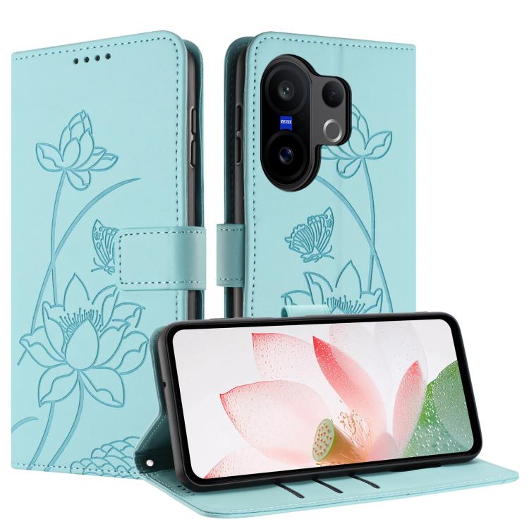 For vivo X200 FE / S30 Pro mini Lotus Embossed Leather Phone Case with Lanyard
