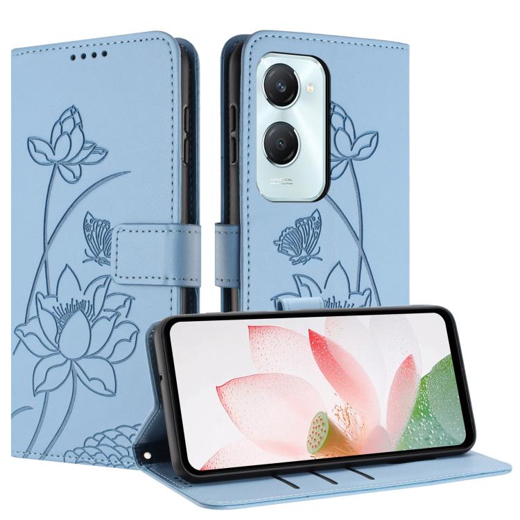 For vivo Y03 4G / Y18 / Y18e Lotus Embossed Leather Phone Case with Lanyard