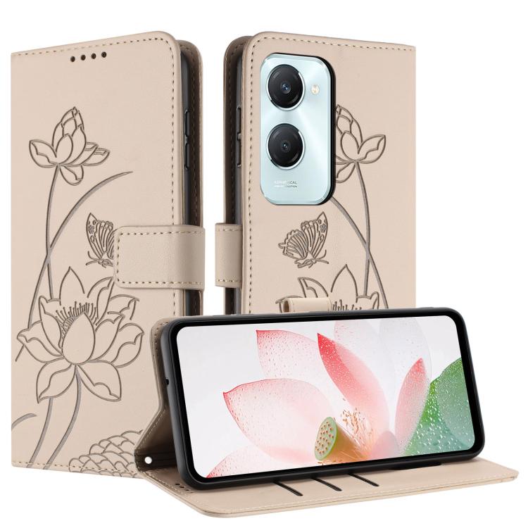 For vivo Y03 4G / Y18 / Y18e Lotus Embossed Leather Phone Case with Lanyard