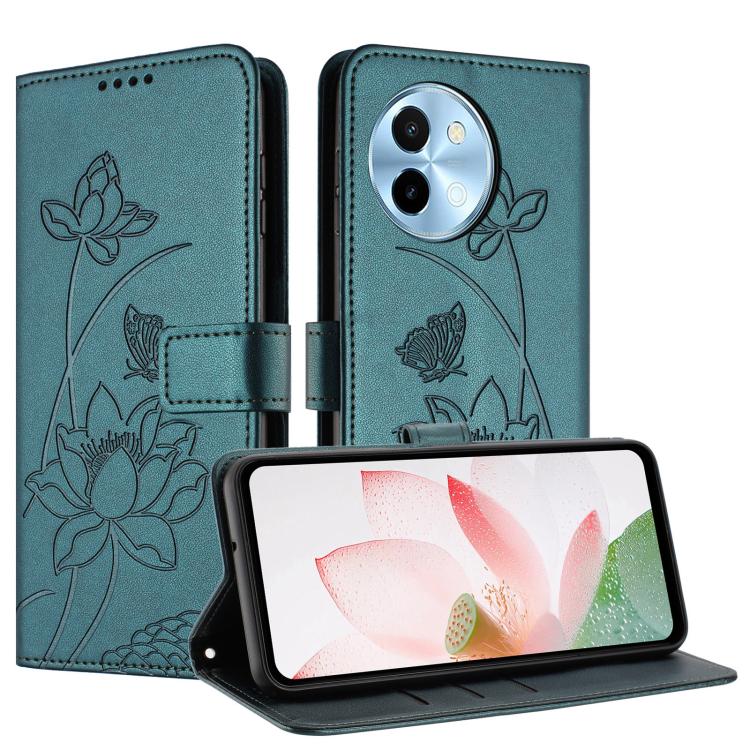 For vivo Y38 5G / T3x 5G Global Lotus Embossed Leather Phone Case with Lanyard