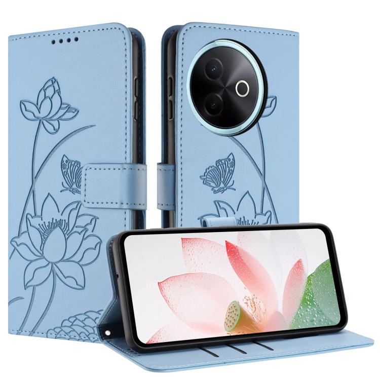 For vivo Y39 5G Global Lotus Embossed Leather Phone Case with Lanyard