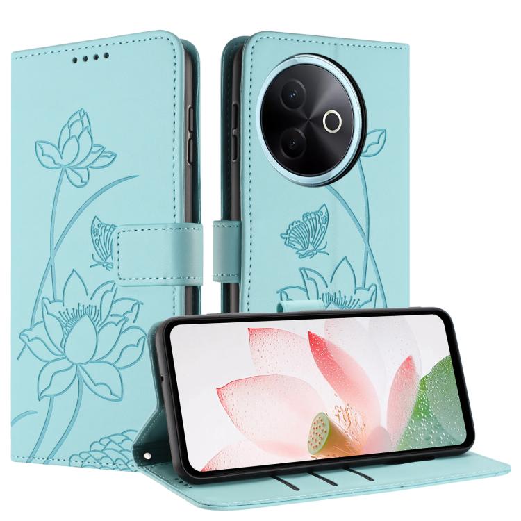For vivo Y39 5G Global Lotus Embossed Leather Phone Case with Lanyard