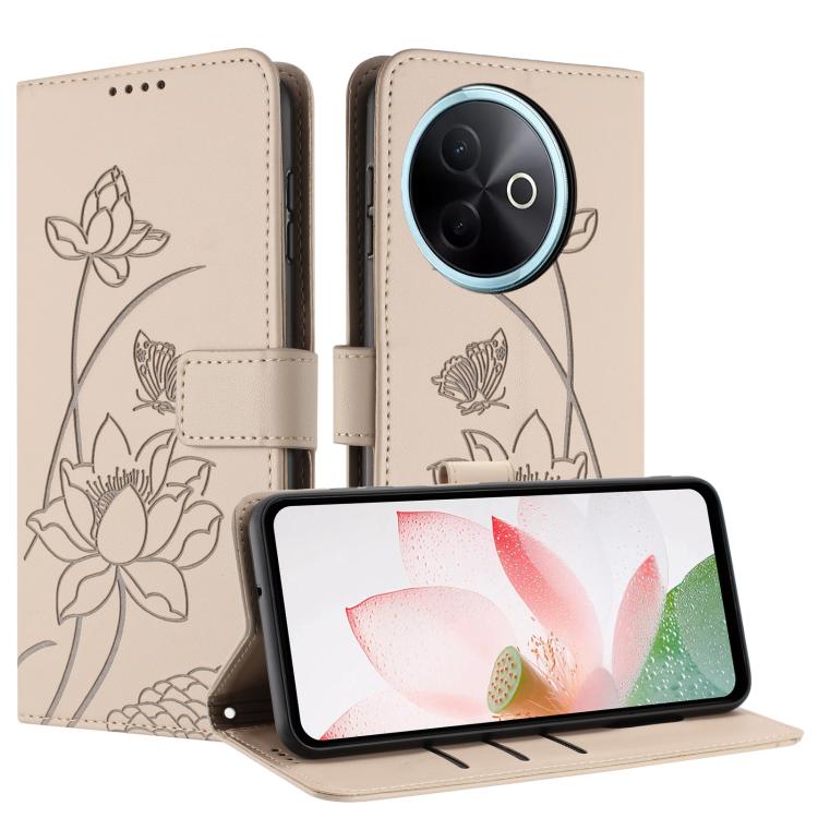 For vivo Y39 5G Global Lotus Embossed Leather Phone Case with Lanyard