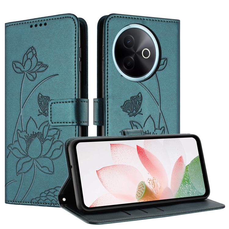 For vivo Y39 5G Global Lotus Embossed Leather Phone Case with Lanyard