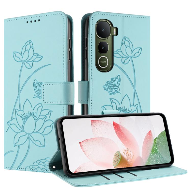 For vivo Y400 5G Global Lotus Embossed Leather Phone Case with Lanyard