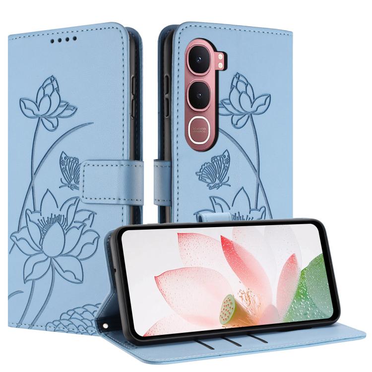 For vivo Y31 5G 2025 Lotus Embossed Leather Phone Case with Lanyard