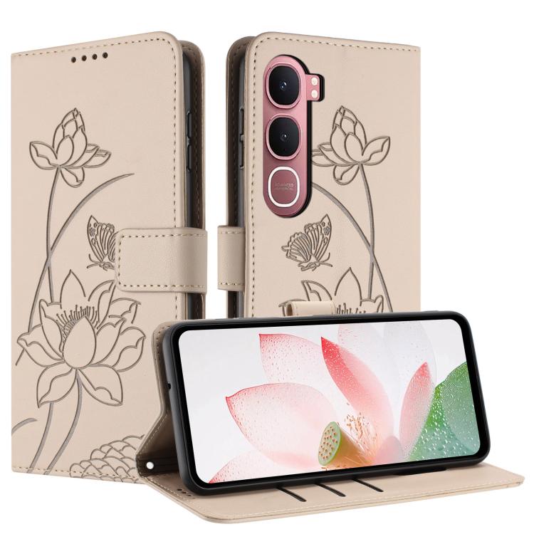 For vivo Y31 5G 2025 Lotus Embossed Leather Phone Case with Lanyard