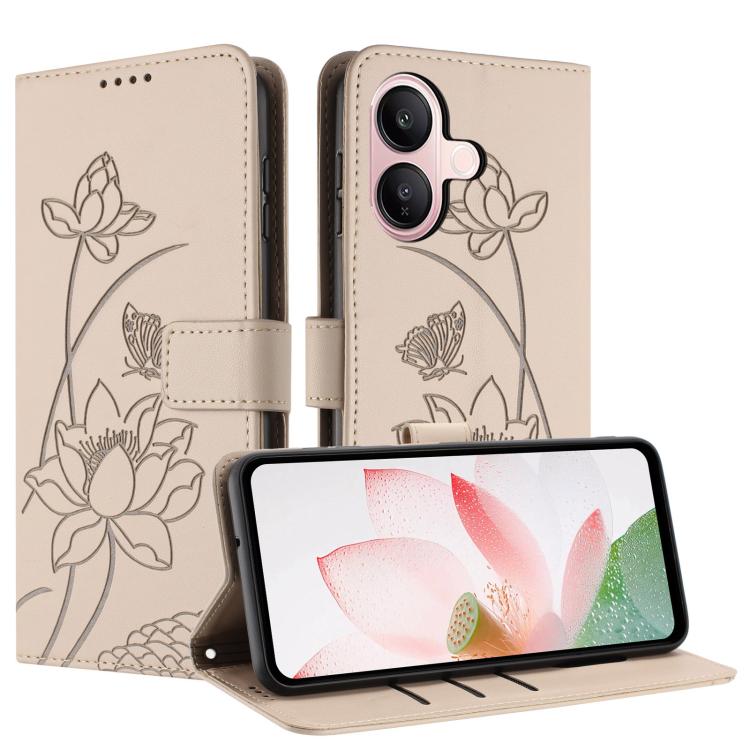 For vivo V60 Lite 4G / 5G Lotus Embossed Leather Phone Case with Lanyard