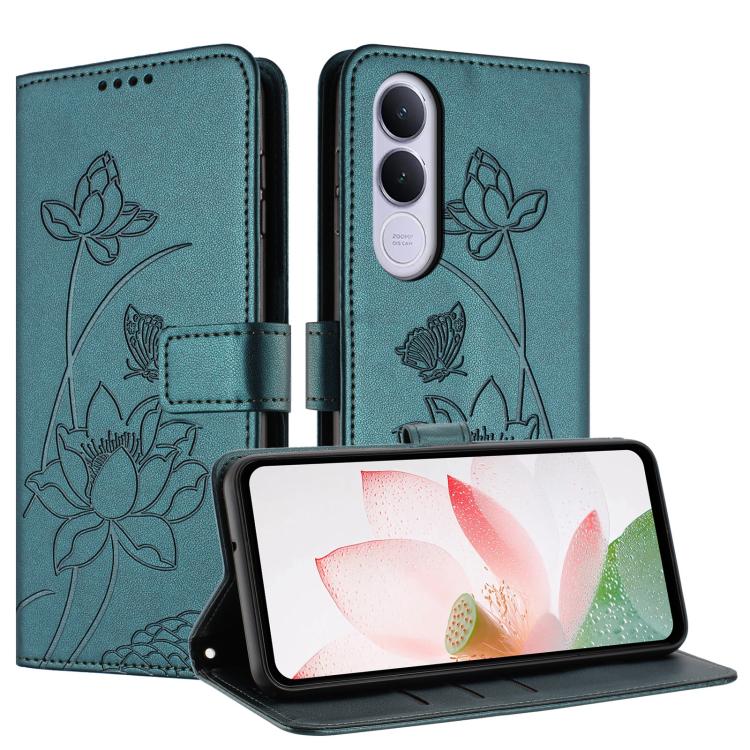 For vivo V70 FE 5G Lotus Embossed Leather Phone Case with Lanyard