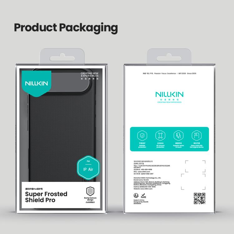For iPhone Air NILLKIN Frosted Shield Pro PC + TPU Phone Case - Black