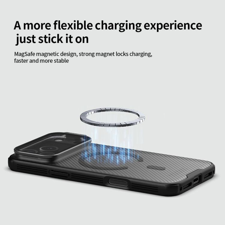 For iPhone 17 Pro Max NILLKIN CamShield Prop Transparent Mirror Cover MagSafe Magnetic Translucent PC Phone Case - Black