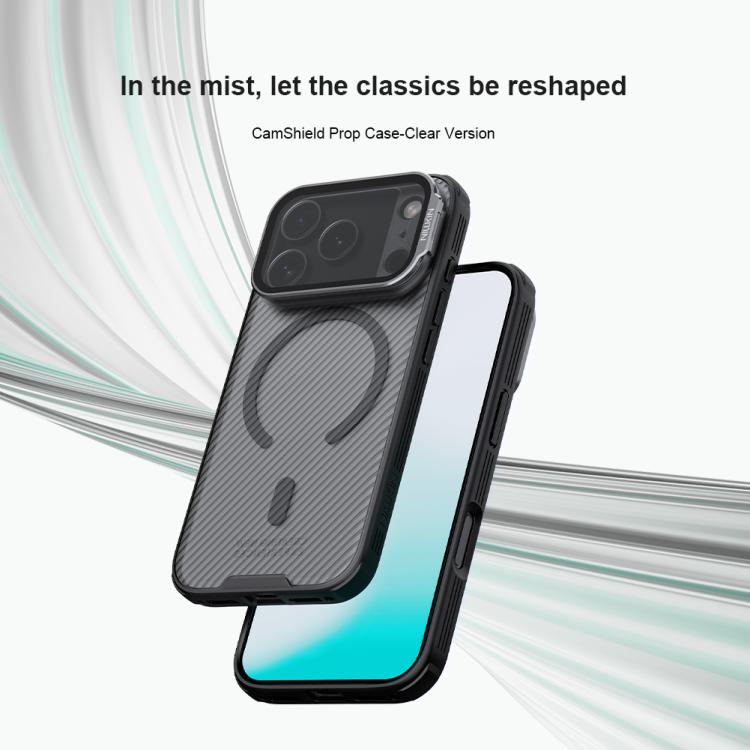 For iPhone 17 Pro NILLKIN CamShield Prop Transparent Mirror Cover MagSafe Magnetic Translucent PC Phone Case - Black