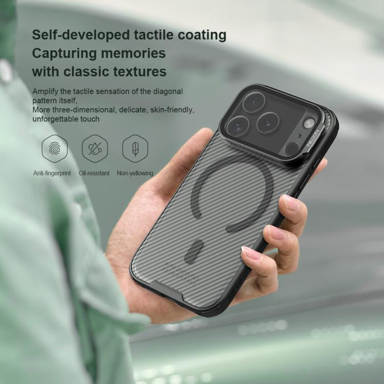 For iPhone 17 Pro NILLKIN CamShield Prop Transparent Mirror Cover MagSafe Magnetic Translucent PC Phone Case - Black