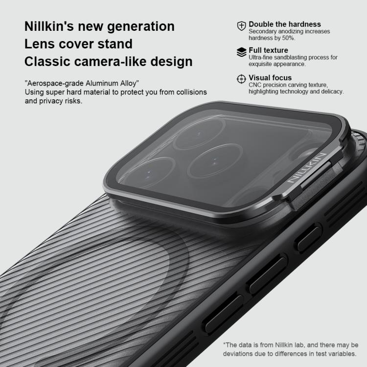 For iPhone 17 Pro NILLKIN CamShield Prop Transparent Mirror Cover MagSafe Magnetic Translucent PC Phone Case - Black