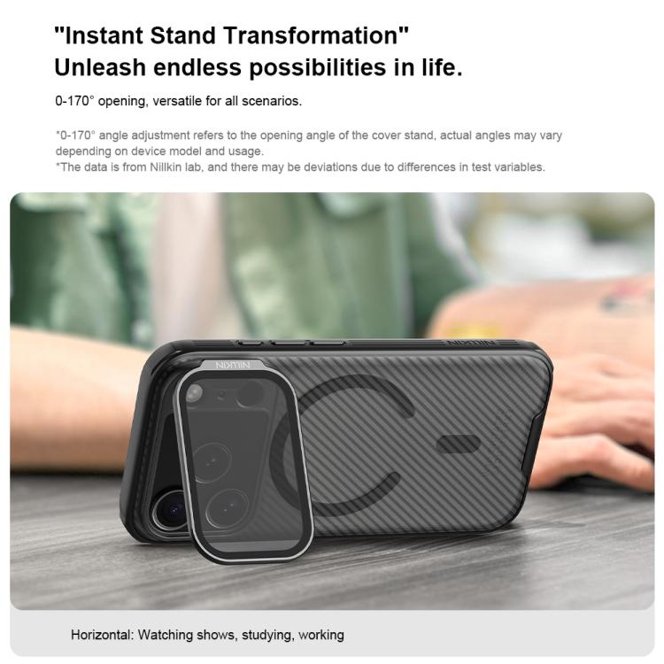 For iPhone 17 Pro NILLKIN CamShield Prop Transparent Mirror Cover MagSafe Magnetic Translucent PC Phone Case - Black