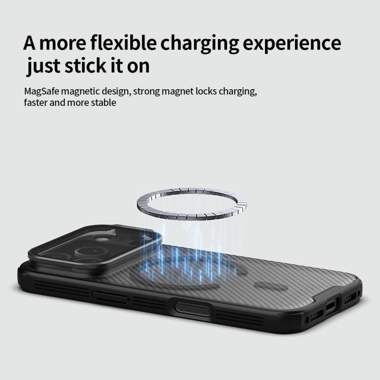 For iPhone 17 Pro NILLKIN CamShield Prop Transparent Mirror Cover MagSafe Magnetic Translucent PC Phone Case - Black