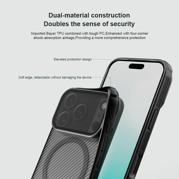 For iPhone 17 Pro NILLKIN CamShield Prop Transparent Mirror Cover MagSafe Magnetic Translucent PC Phone Case - Black