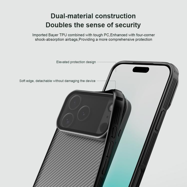 For iPhone 17 Pro Max NILLKIN CamShield Prop Transparent Mirror Cover Translucent PC Phone Case - Black