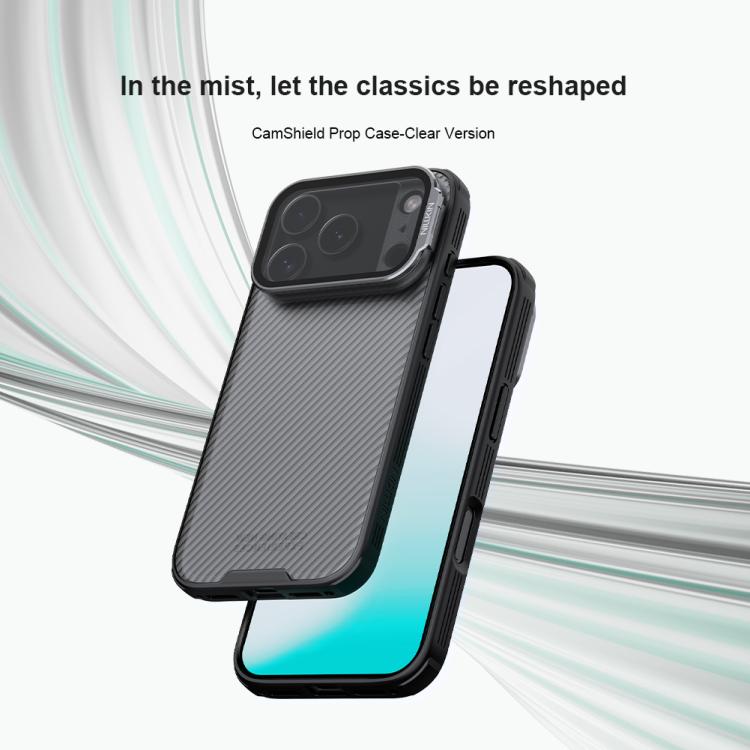 For iPhone 17 Pro NILLKIN CamShield Prop Transparent Mirror Cover Translucent PC Phone Case - Black