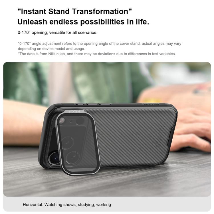 For iPhone 17 Pro NILLKIN CamShield Prop Transparent Mirror Cover Translucent PC Phone Case - Black