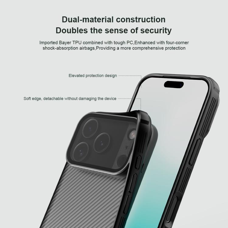 For iPhone 17 Pro NILLKIN CamShield Prop Transparent Mirror Cover Translucent PC Phone Case - Black