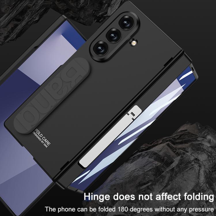 For Samsung Galaxy Z Fold7 5G GKK Integrated Magnetic Folding Silicone Wristband Phone Case with Side Bracket