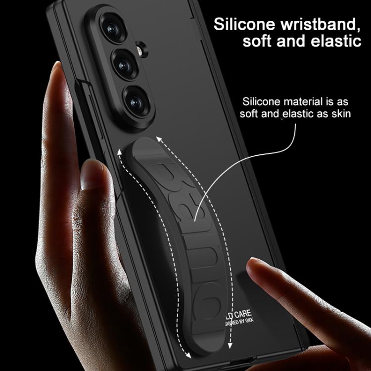 For Samsung Galaxy Z Fold7 5G GKK Integrated Magnetic Folding Silicone Wristband Phone Case with Side Bracket