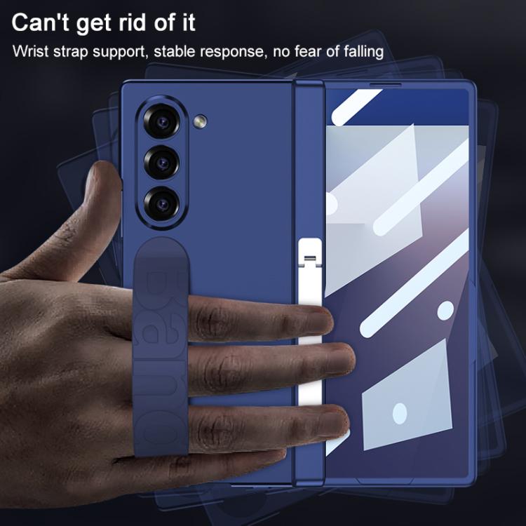 For Samsung Galaxy Z Fold7 5G GKK Integrated Magnetic Folding Silicone Wristband Phone Case with Side Bracket