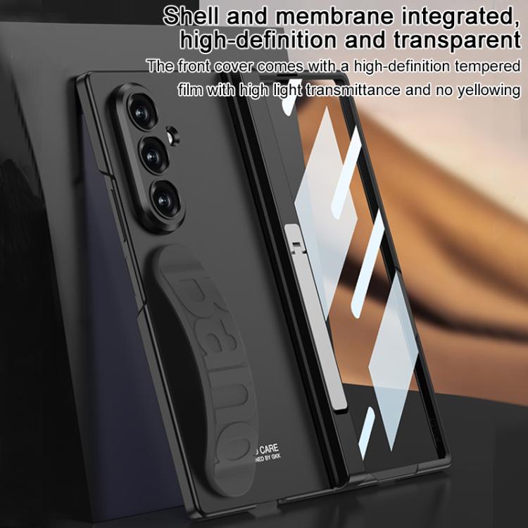 For Samsung Galaxy Z Fold7 5G GKK Integrated Magnetic Folding Silicone Wristband Phone Case with Side Bracket