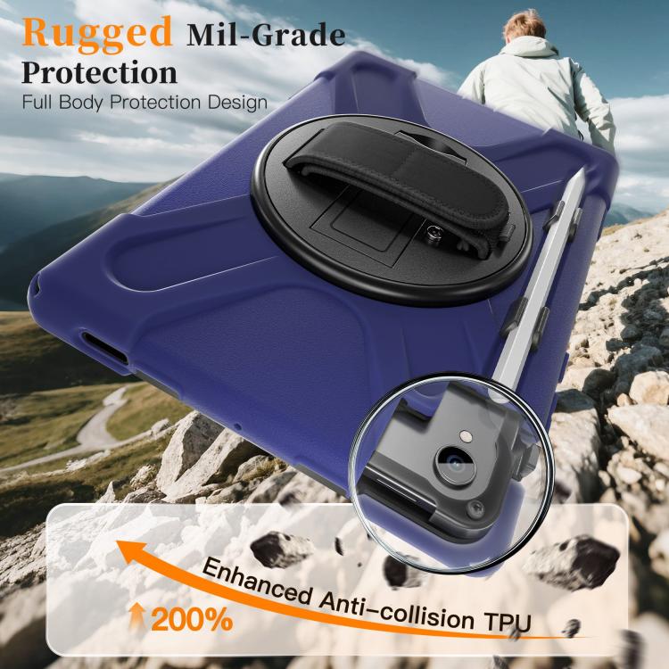 For Samsung Galaxy Tab S11 2025 Rotatable Holder Silicone Hybrid PC Tablet Case with Shoulder Strap