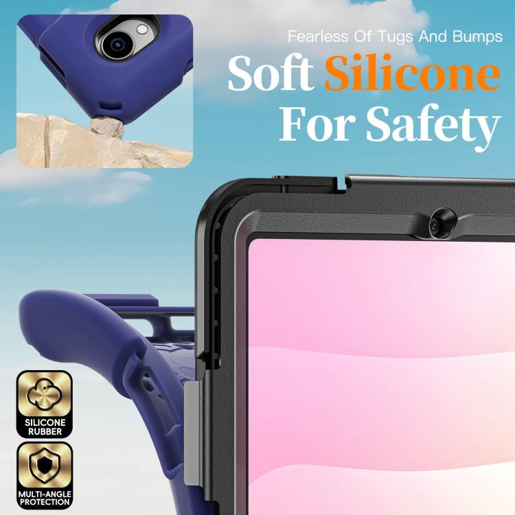 For Samsung Galaxy Tab S11 2025 Rotatable Holder Silicone Hybrid PC Tablet Case with Shoulder Strap