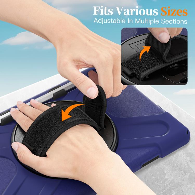 For Samsung Galaxy Tab S11 2025 Rotatable Holder Silicone Hybrid PC Tablet Case with Shoulder Strap