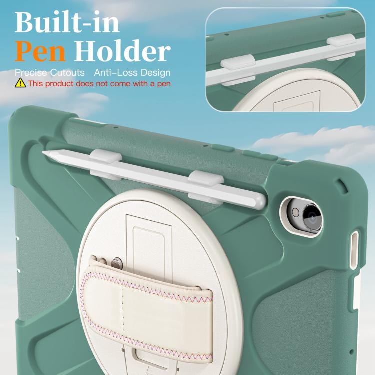 For Samsung Galaxy Tab S11 2025 Rotatable Holder Silicone Hybrid PC Tablet Case with Shoulder Strap