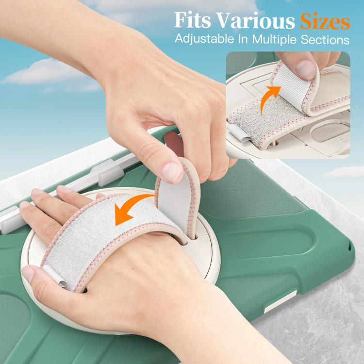 For Samsung Galaxy Tab S11 2025 Rotatable Holder Silicone Hybrid PC Tablet Case with Shoulder Strap