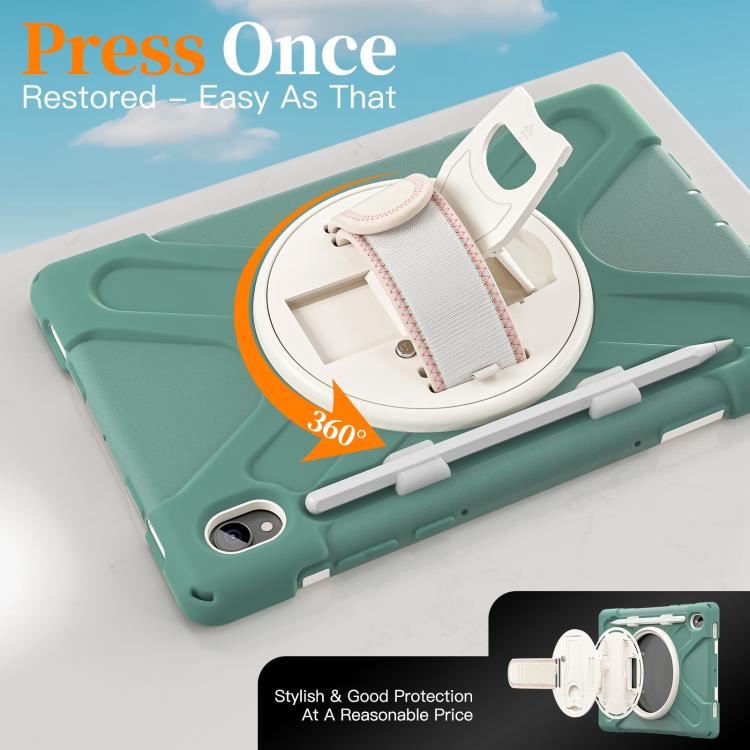 For Samsung Galaxy Tab S11 2025 Rotatable Holder Silicone Hybrid PC Tablet Case with Shoulder Strap