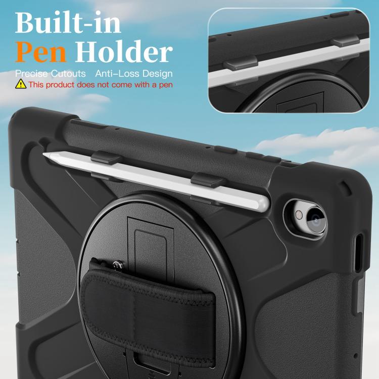 For Samsung Galaxy Tab S11 2025 Rotatable Holder Silicone Hybrid PC Tablet Case with Shoulder Strap