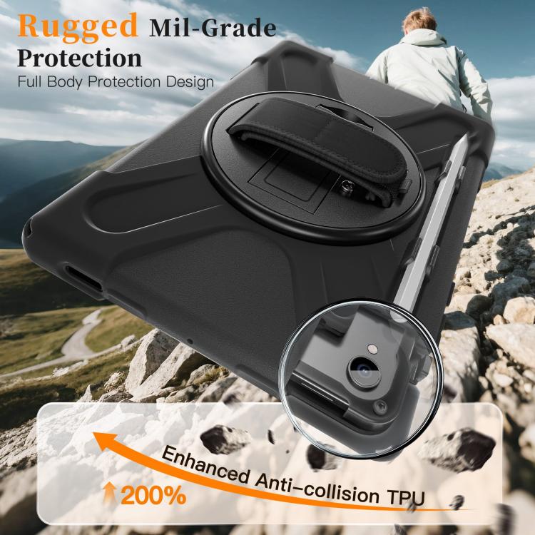 For Samsung Galaxy Tab S11 2025 Rotatable Holder Silicone Hybrid PC Tablet Case with Shoulder Strap