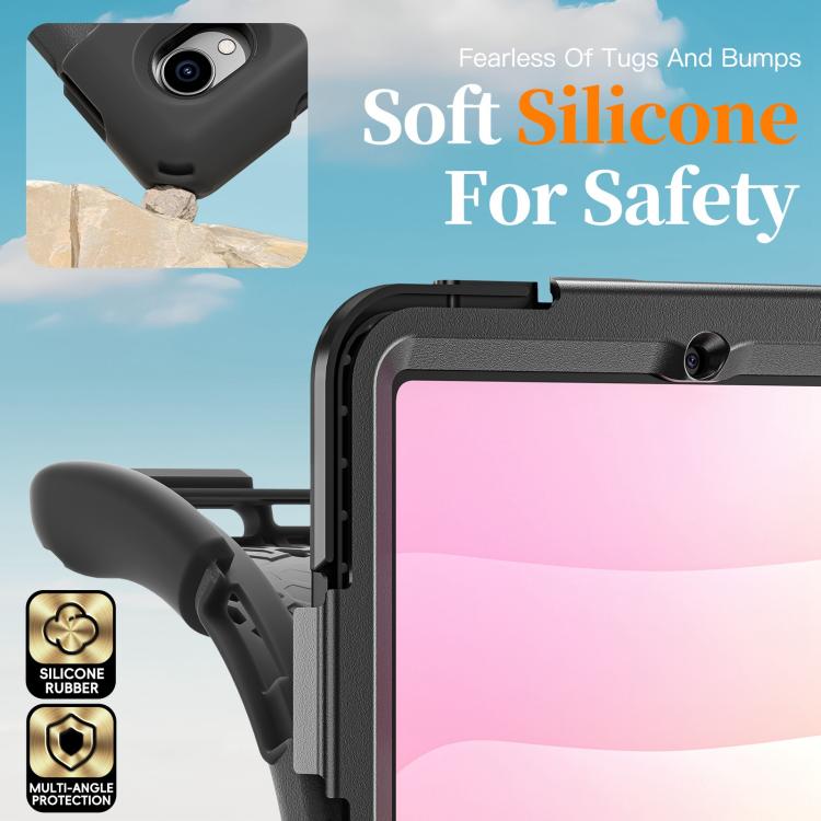 For Samsung Galaxy Tab S11 2025 Rotatable Holder Silicone Hybrid PC Tablet Case with Shoulder Strap