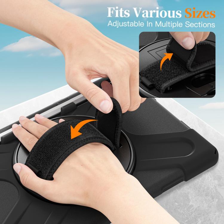 For Samsung Galaxy Tab S11 2025 Rotatable Holder Silicone Hybrid PC Tablet Case with Shoulder Strap