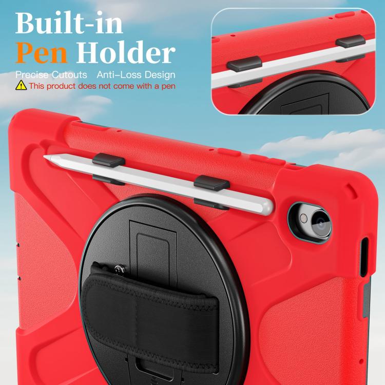 For Samsung Galaxy Tab S11 2025 Rotatable Holder Silicone Hybrid PC Tablet Case with Shoulder Strap