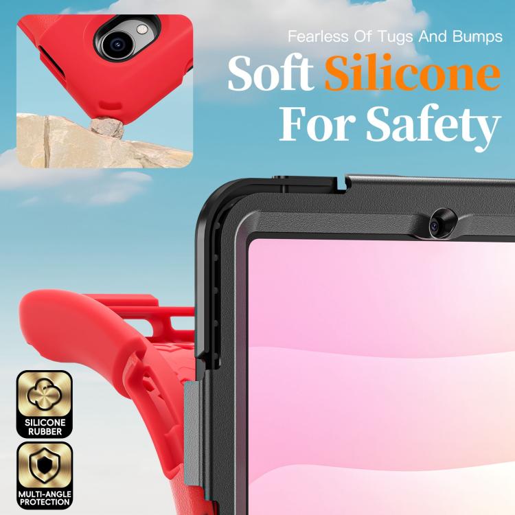 For Samsung Galaxy Tab S11 2025 Rotatable Holder Silicone Hybrid PC Tablet Case with Shoulder Strap